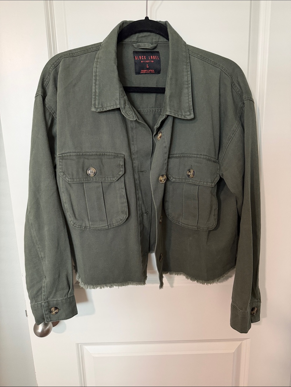 Black Label Olive Utility Cropped Jacket